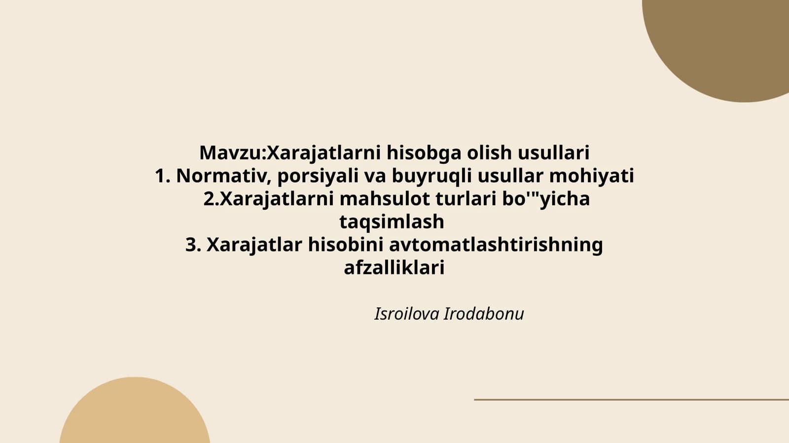 Xarajatlarni hisobga olish usullari