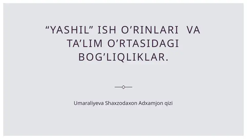Yashil ish o'rinlari
