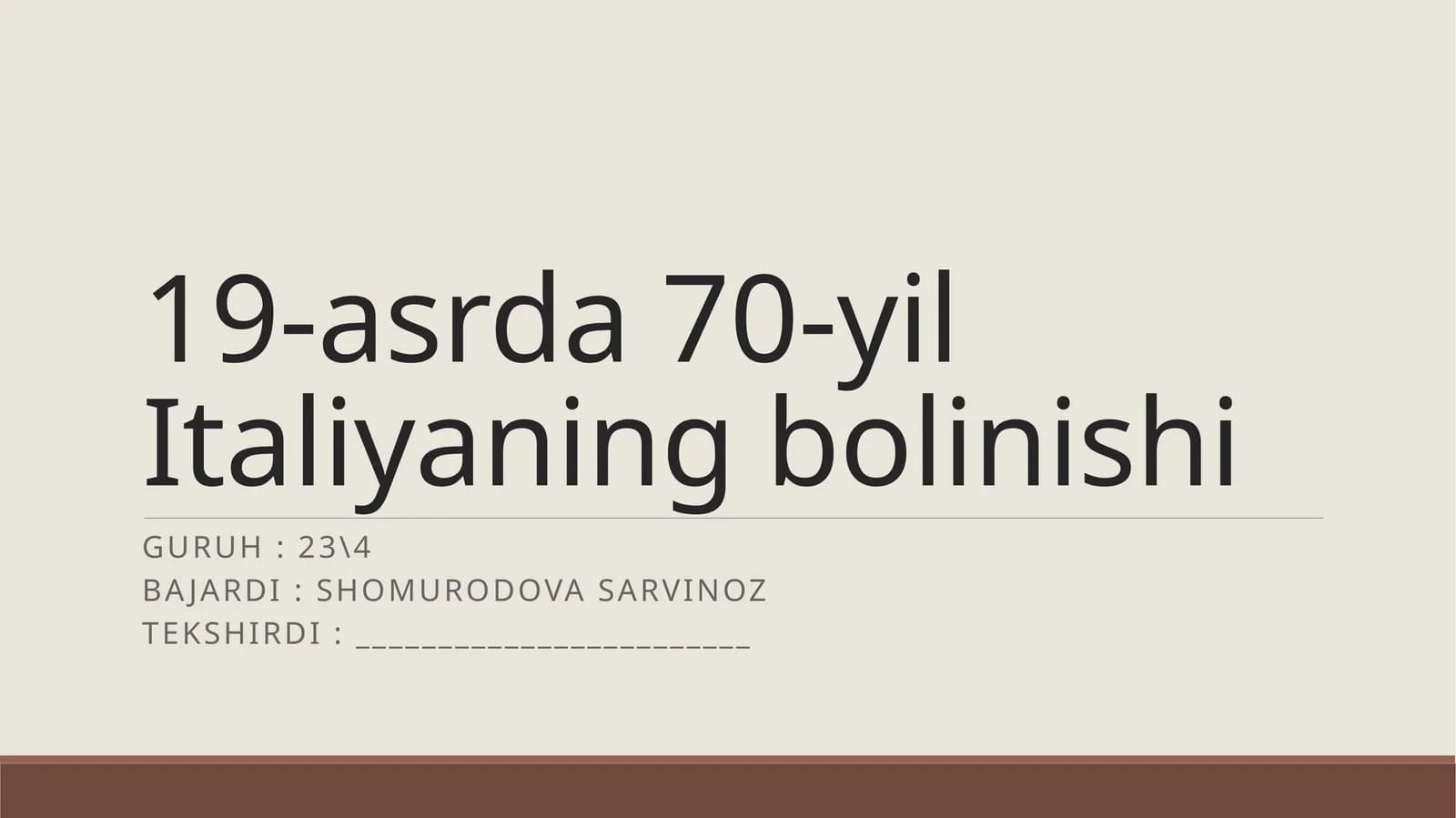 Italiyaning bolinishi 19-asrda 70-yil