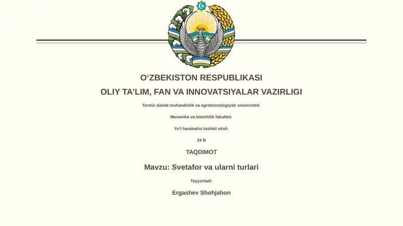 Svetafor va ularni turlari
