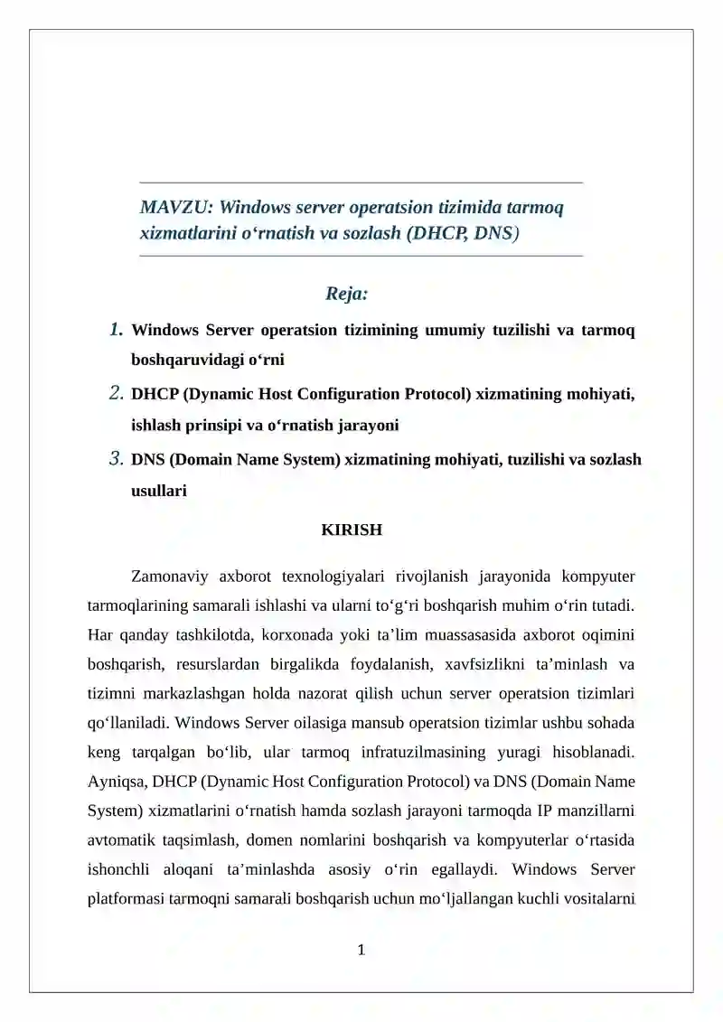 Windows server operatsion tizimi