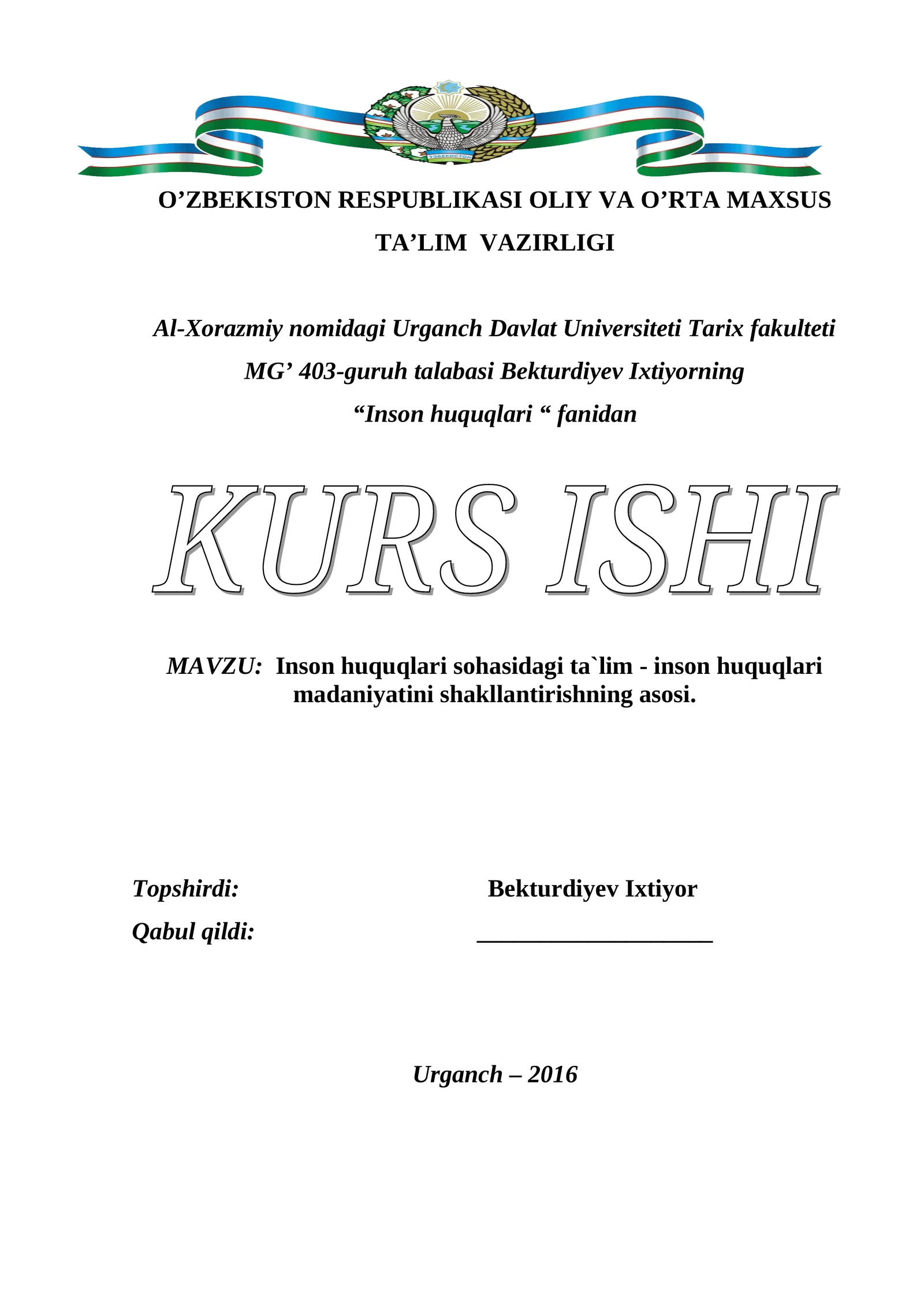 Inson huquqlari sohasidagi ta'lim