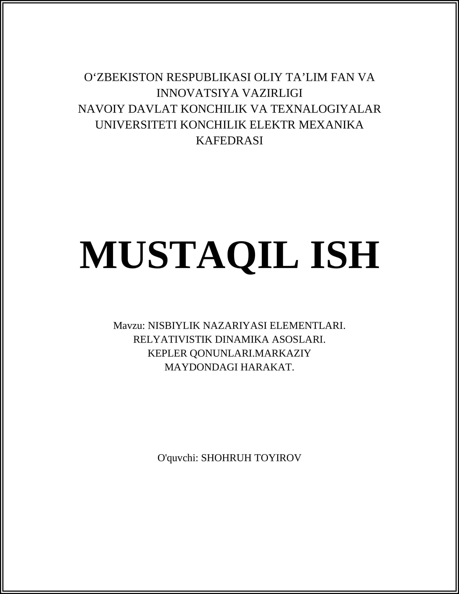 Nisbiylik nazariyasi elementlari
