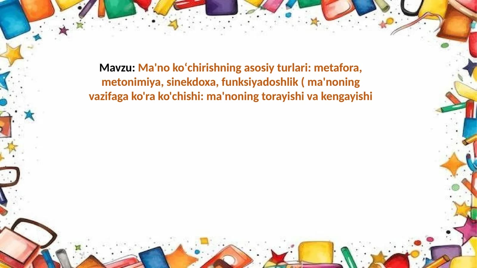 Ma'noko‘chirishning asosiy turlari