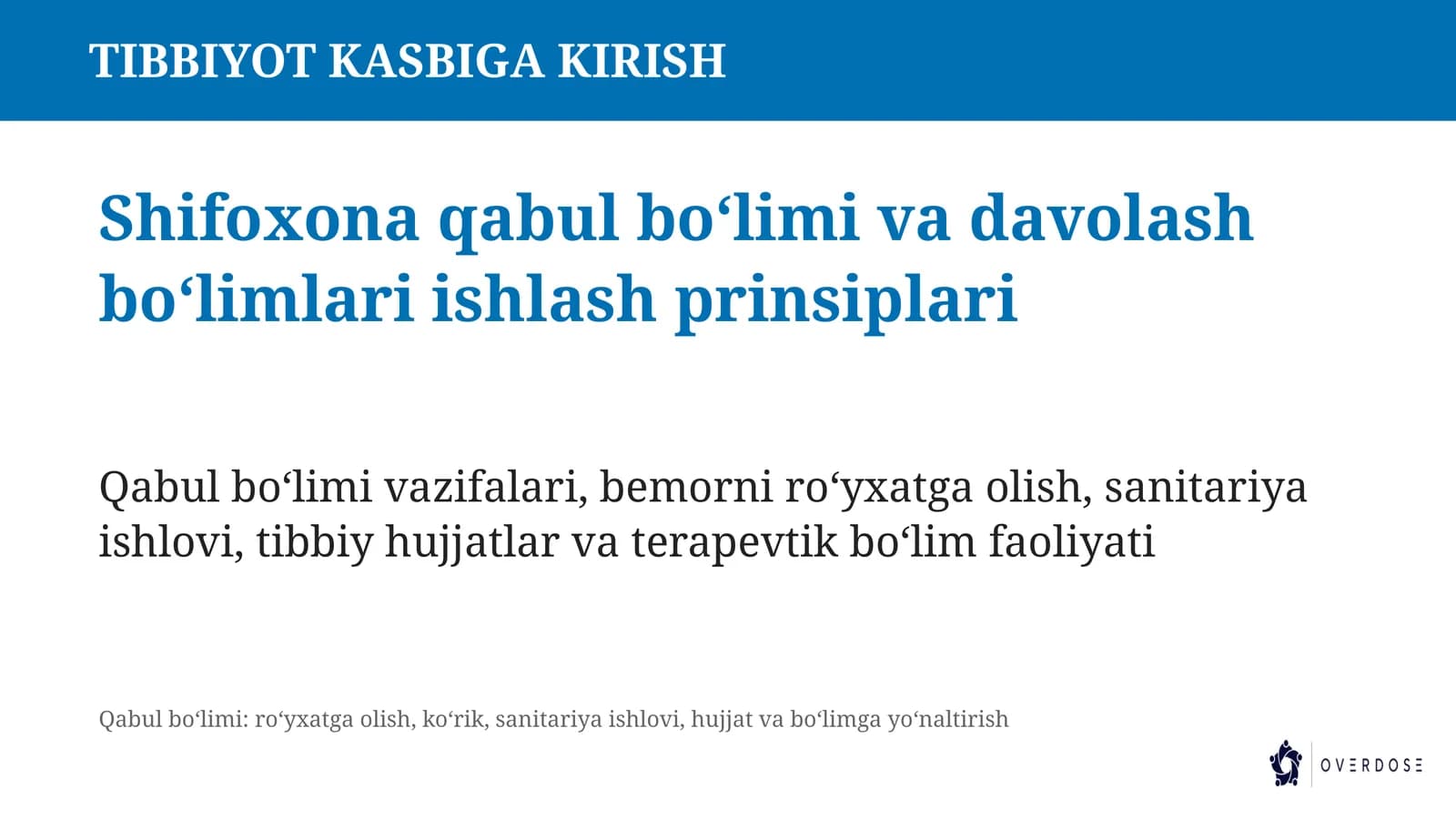 Tibbiyot kasbiga kirish