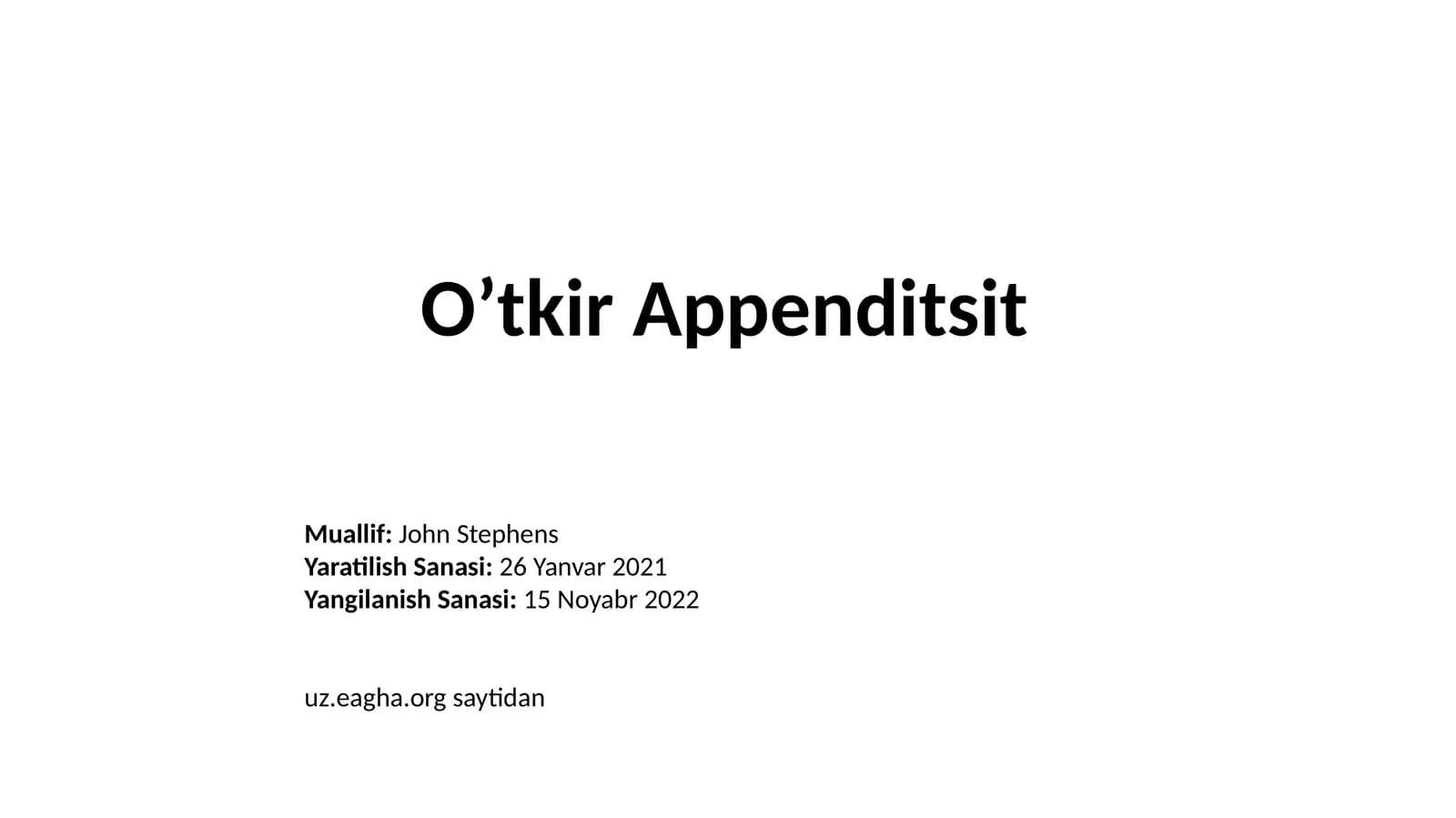 O’tkirAppenditsit