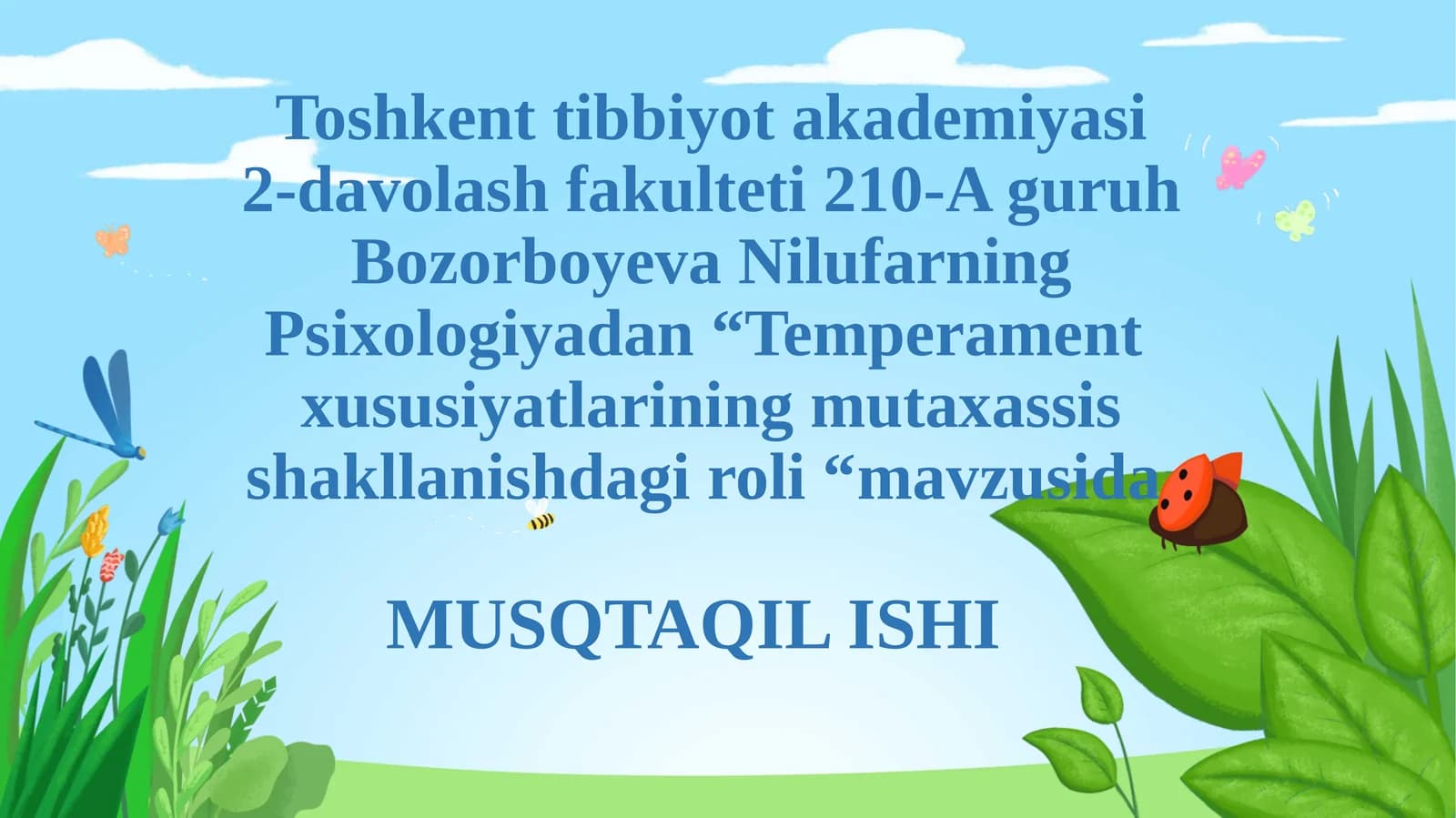 Temperamentning mutaxassis shakllanishi