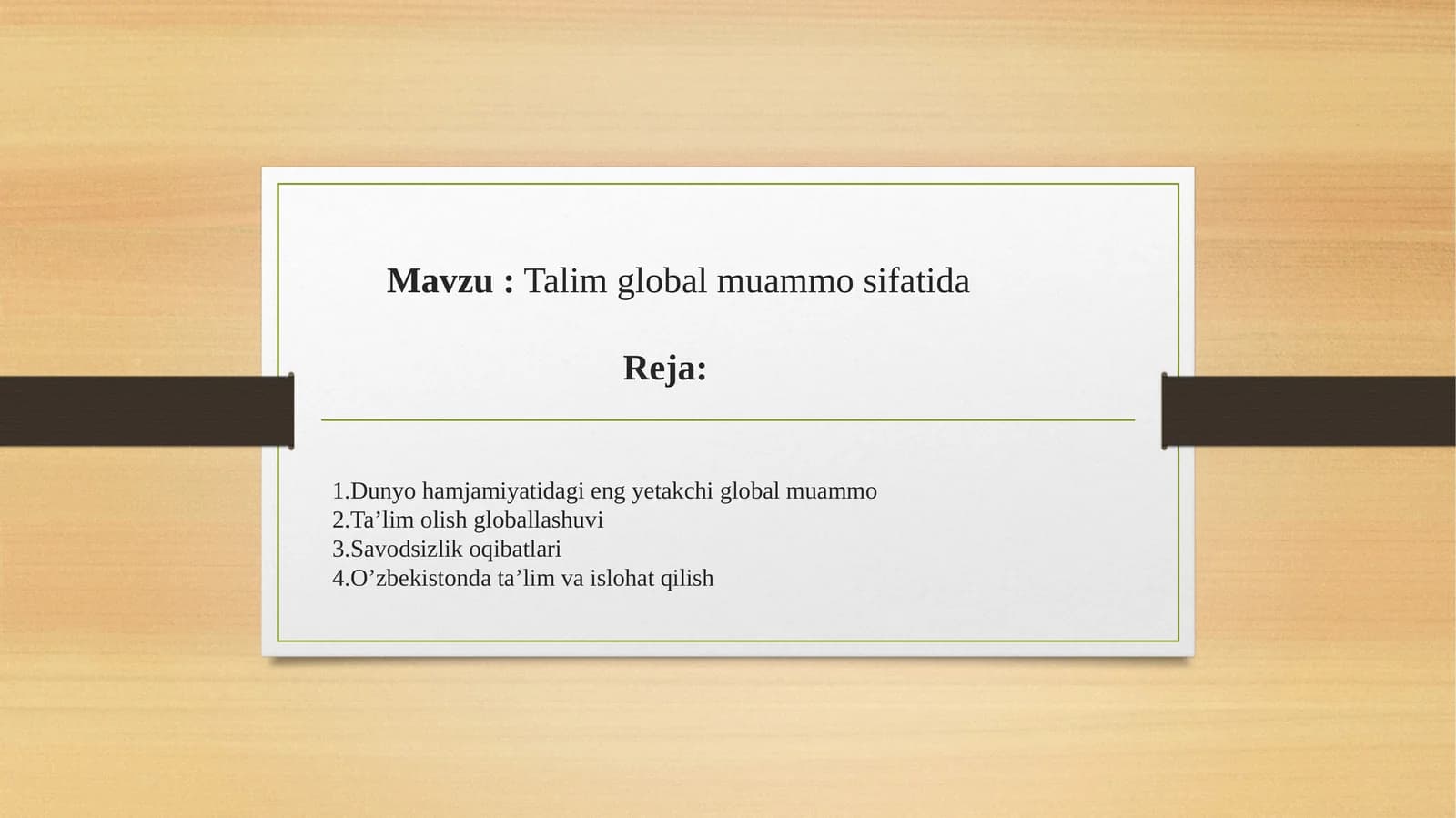 Talim global muammo sifatida
