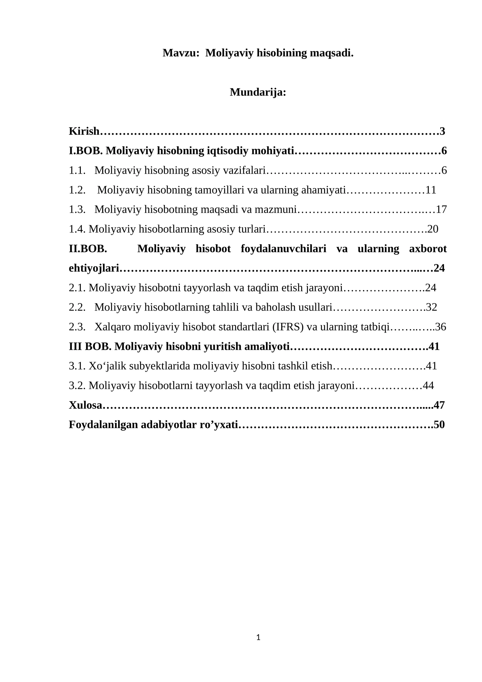 Moliyaviy hisobining maqsadi