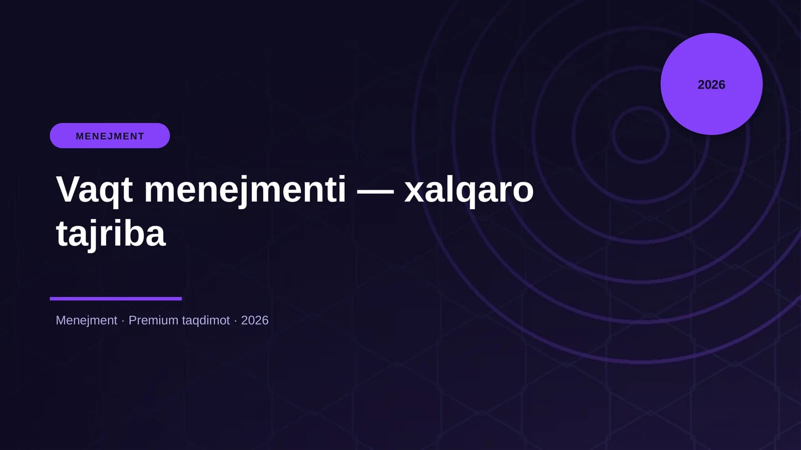 Vaqt menejmenti — xalqaro tajriba