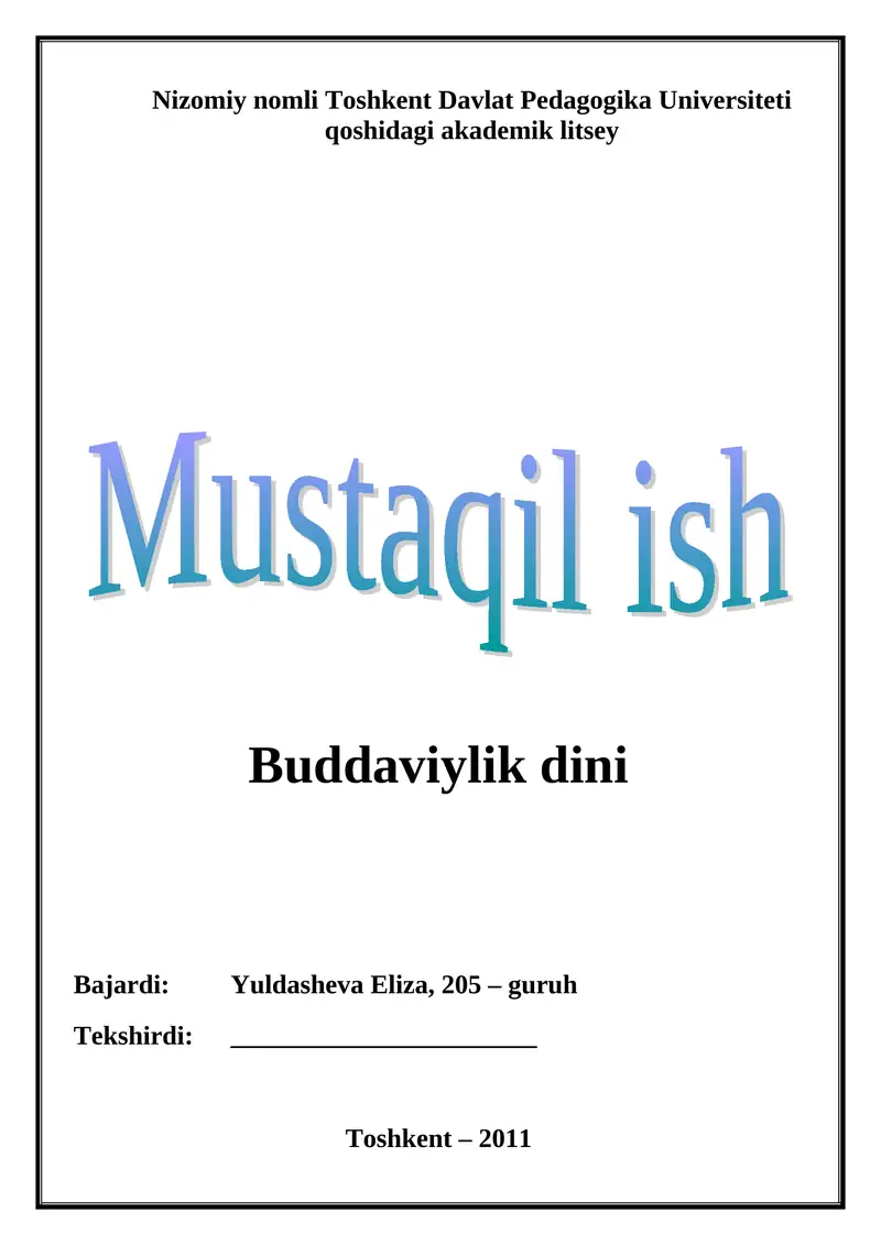 Buddaviylik Dini Tarixidan
