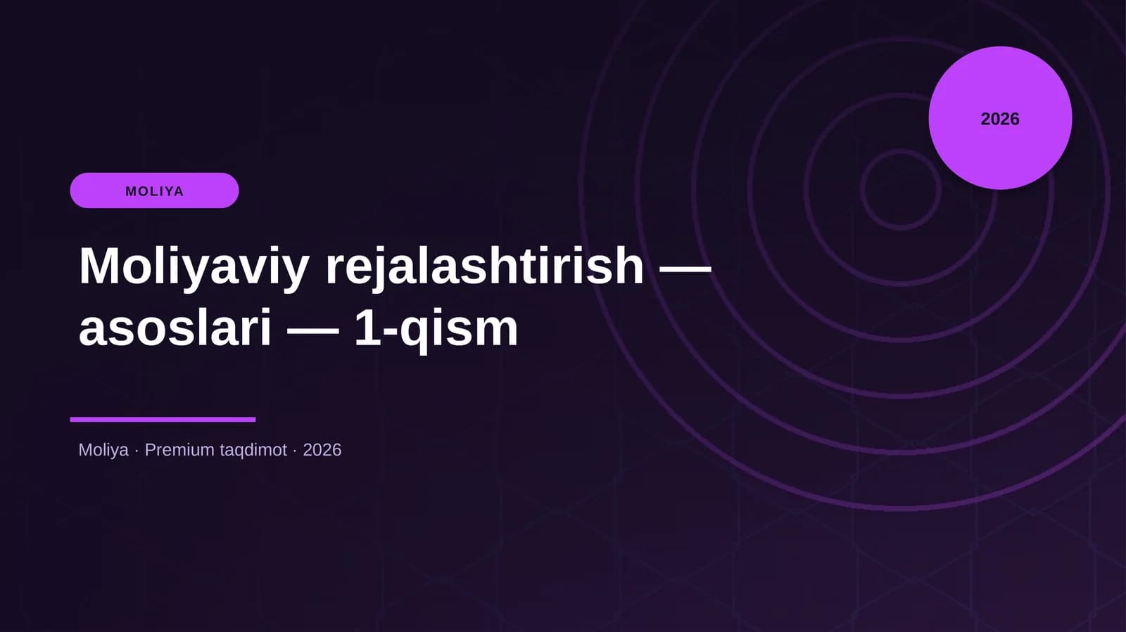 Moliyaviy rejalashtirish — asoslari — 1-qism