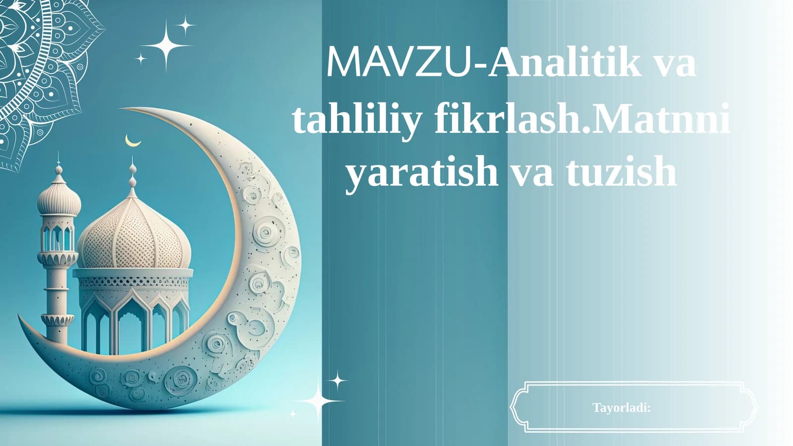 Analitik va tahliliy fikrlash.