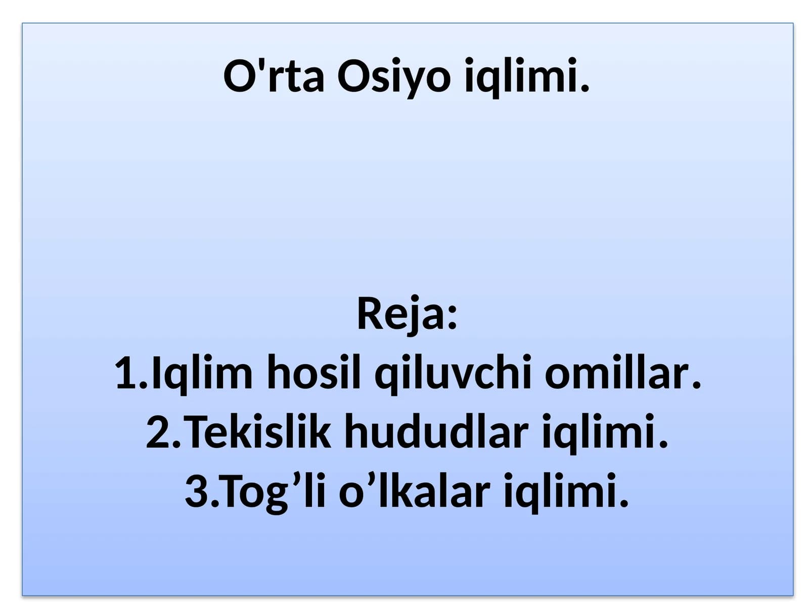O'rta Osiyo iqlimi