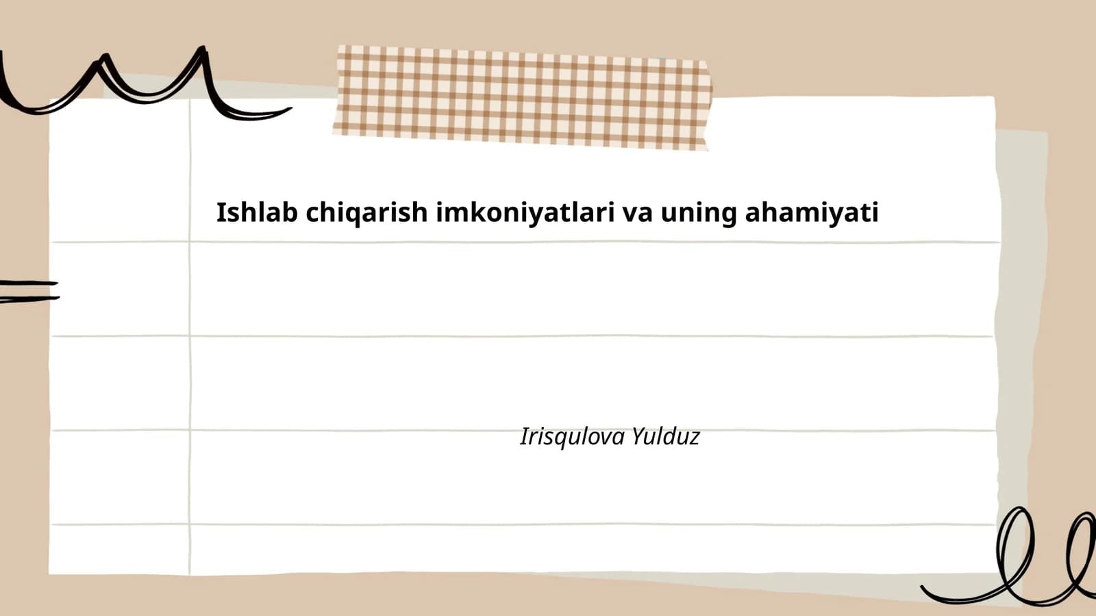Ishlab chiqarish imkoniyatlari va uning ahamiyati