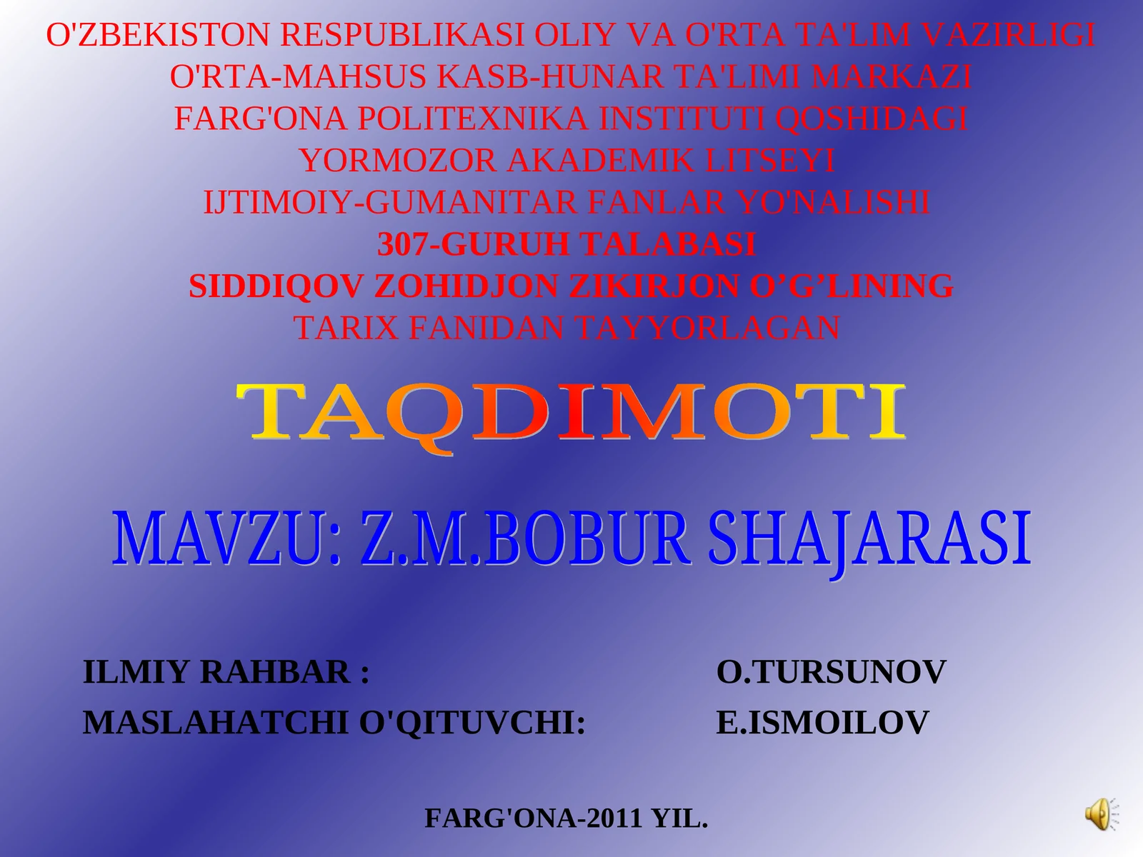 Z.M.BOBUR SHAJARASI