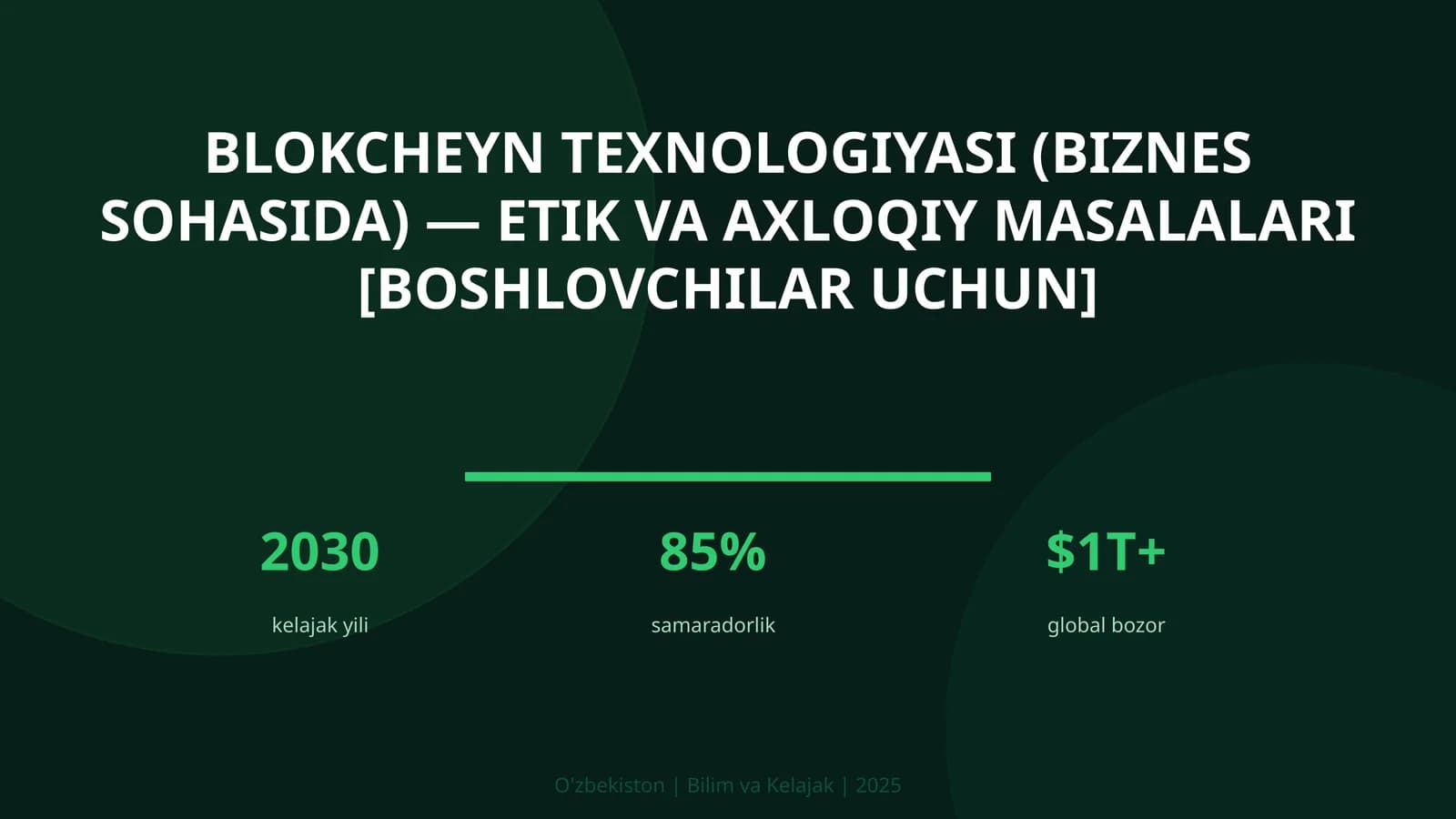 Blokcheyn texnologiyasi (biznes sohasida) — etik va axloqiy masalalari [boshlovchilar uchun]