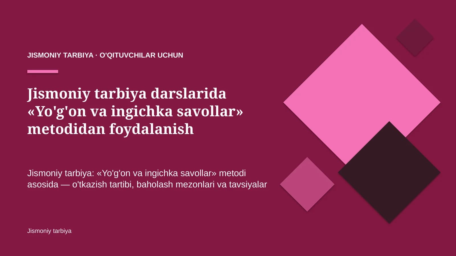 jismoniy tarbiya darslarida yo'g'on va ingichka savollar metodidan foydalanish 2482