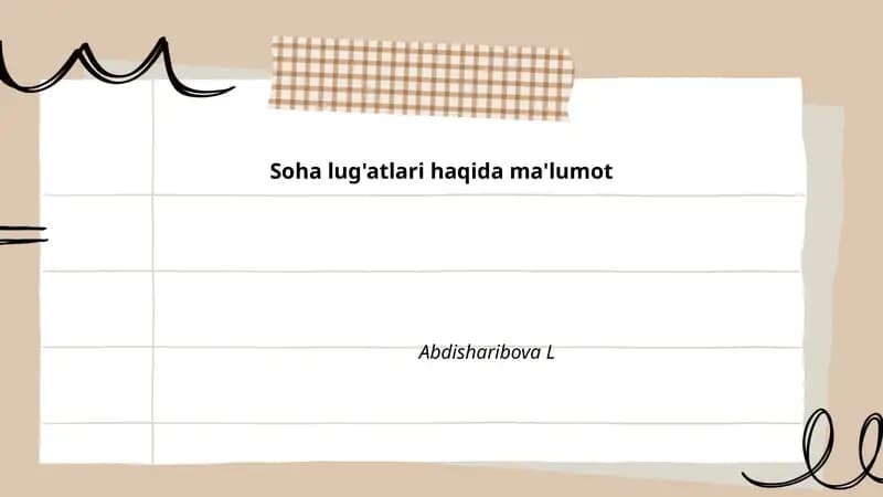 Soha lug'atlari haqida ma'lumot
