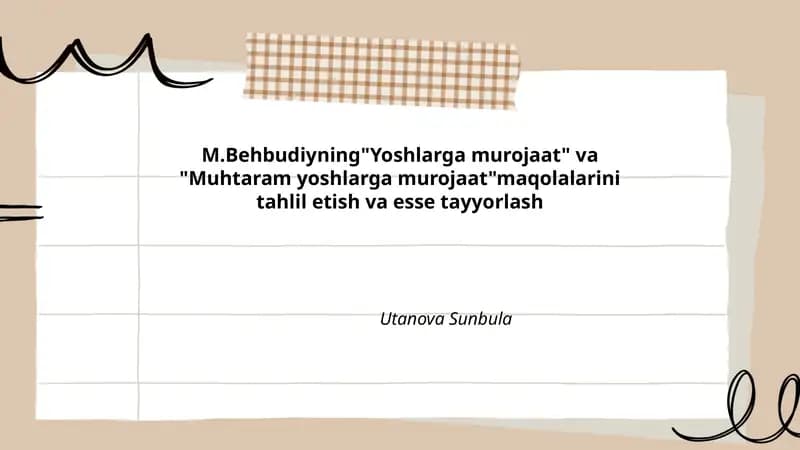 Yoshlarga murojaat" va "Muhtaram yoshlarga murojaat