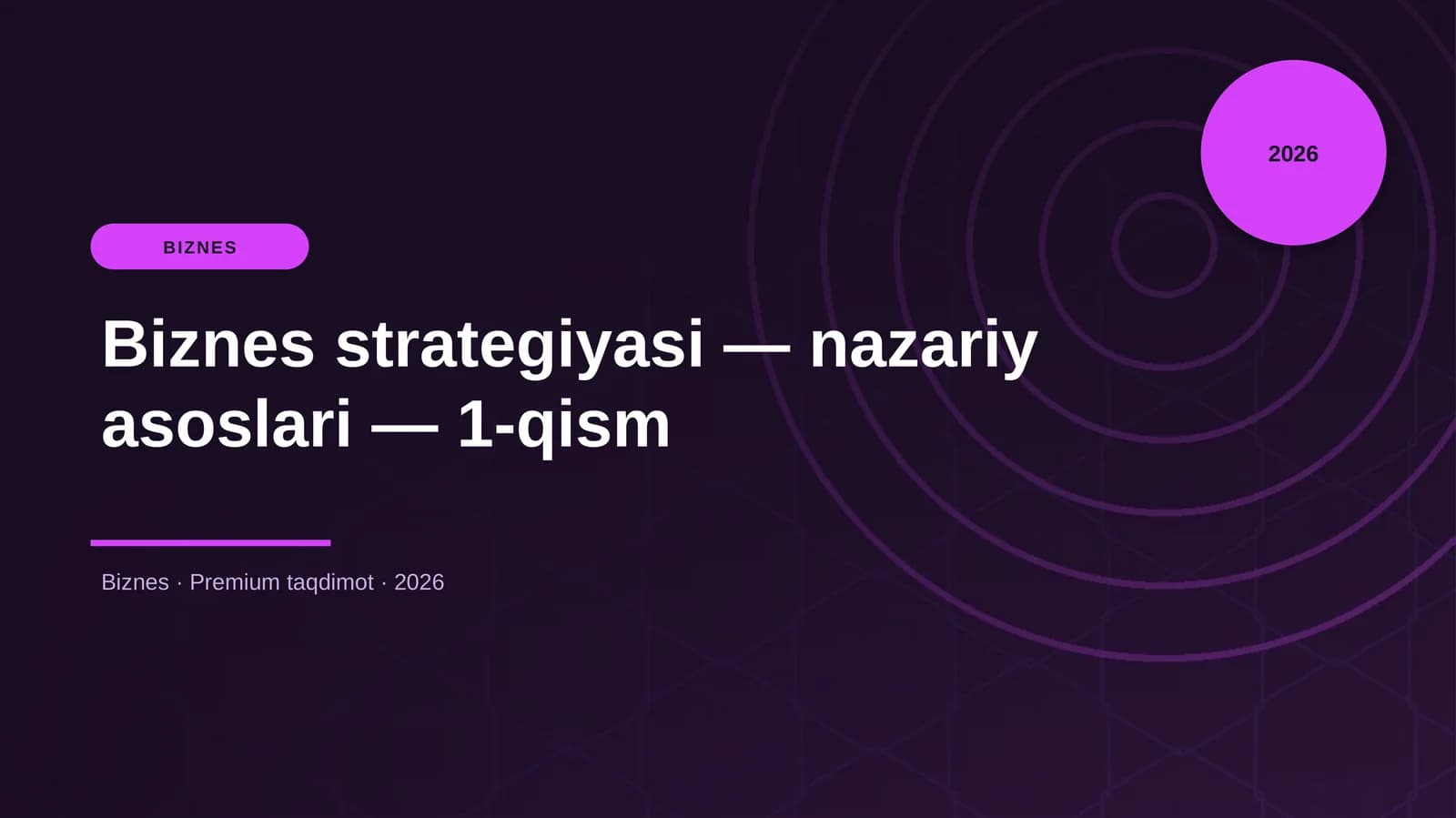 Biznes strategiyasi — nazariy asoslari — 1-qism