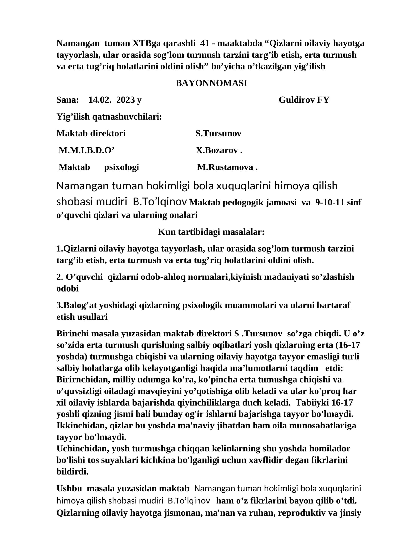 Qizlarni oilaviy hayotga tayyorlash