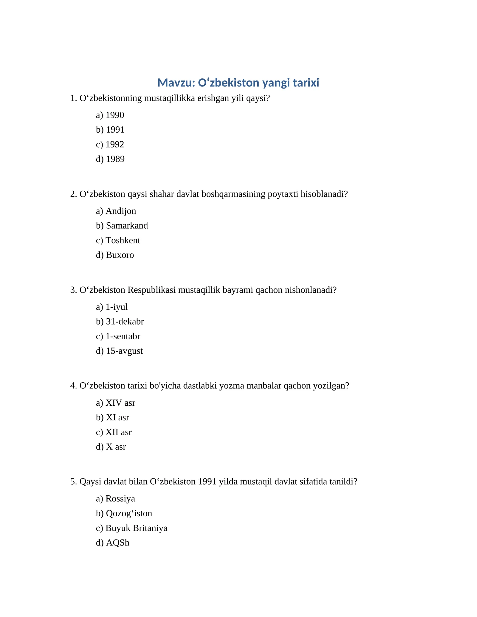 Oʻzbekiston yangi tarixi