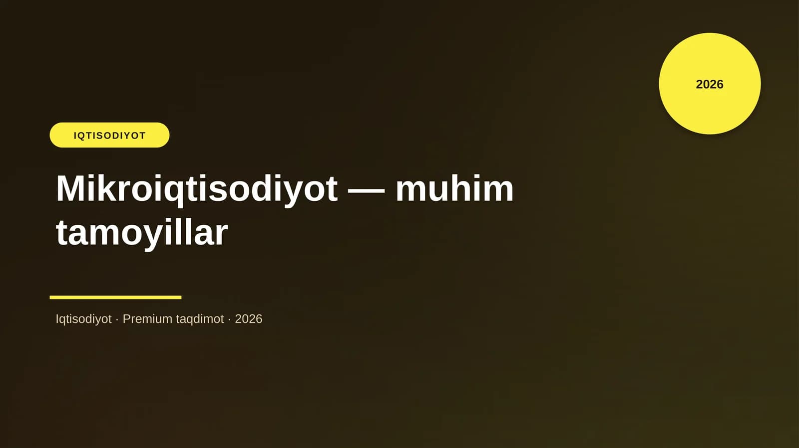 Mikroiqtisodiyot — muhim tamoyillar
