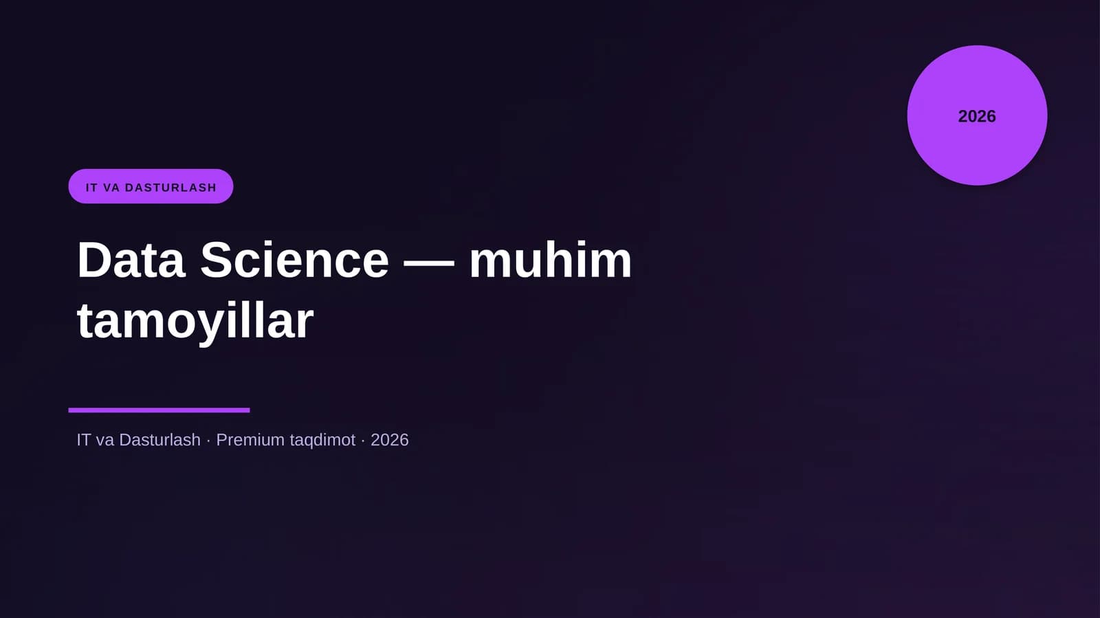Data Science — muhim tamoyillar