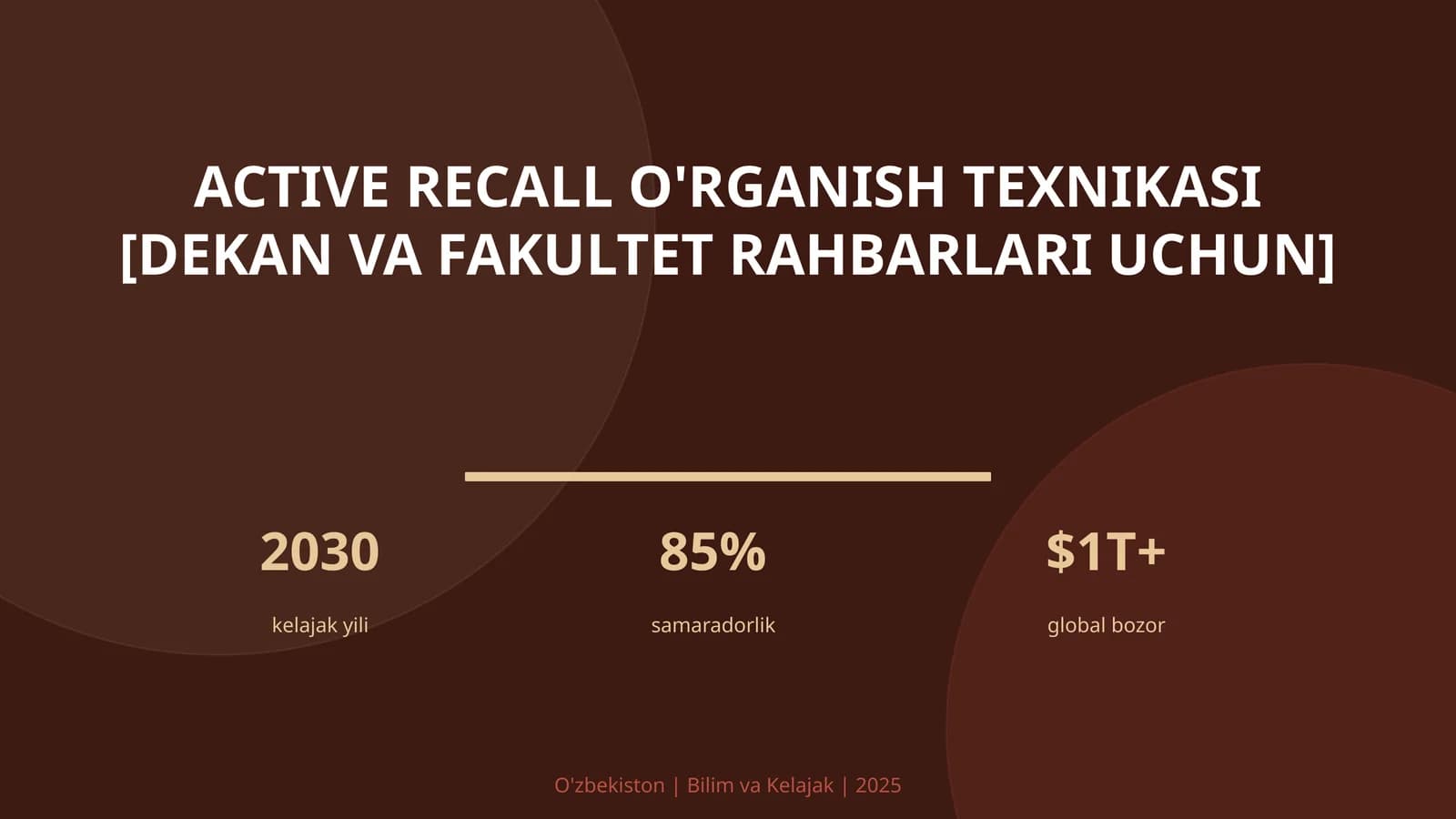 Active recall o'rganish texnikasi [dekan va fakultet rahbarlari uchun]