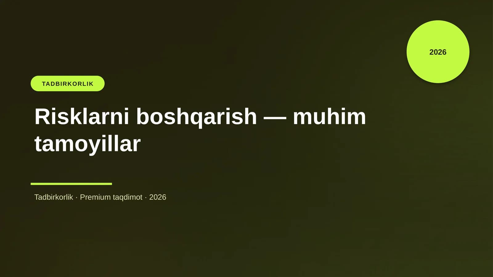 Risklarni boshqarish — muhim tamoyillar