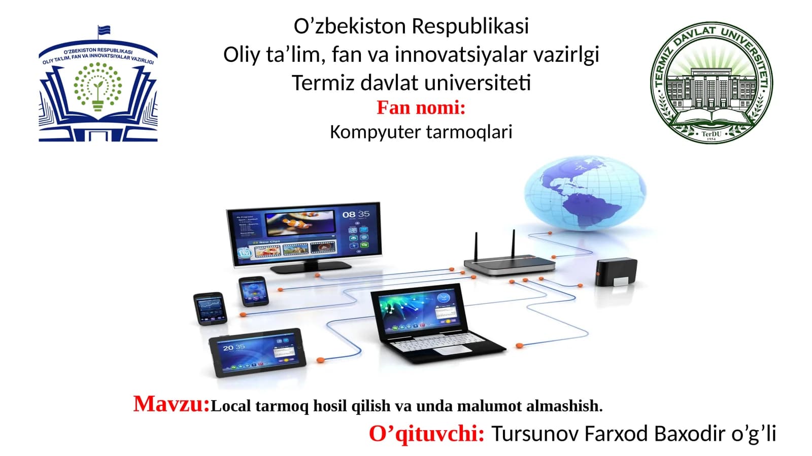 Localtarmoqhosilqilishvaundamalumotalmashish