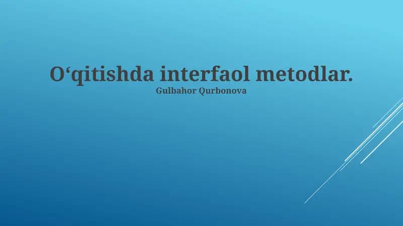 Oʻqitishda interfaol metodlar