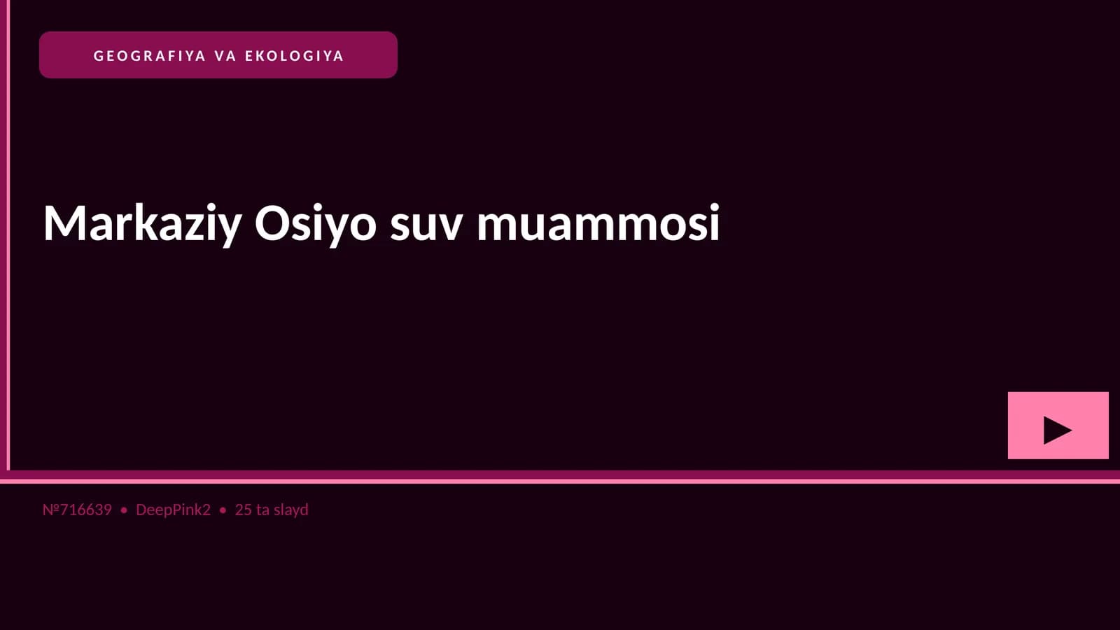 Markaziy Osiyo suv muammosi