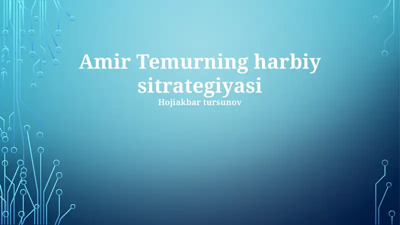 Amir Temurning harbiy sitrategiyasi
