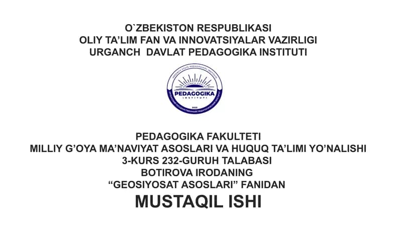 Geosiyosat tushunchasi va uning asosiy aspektlari
