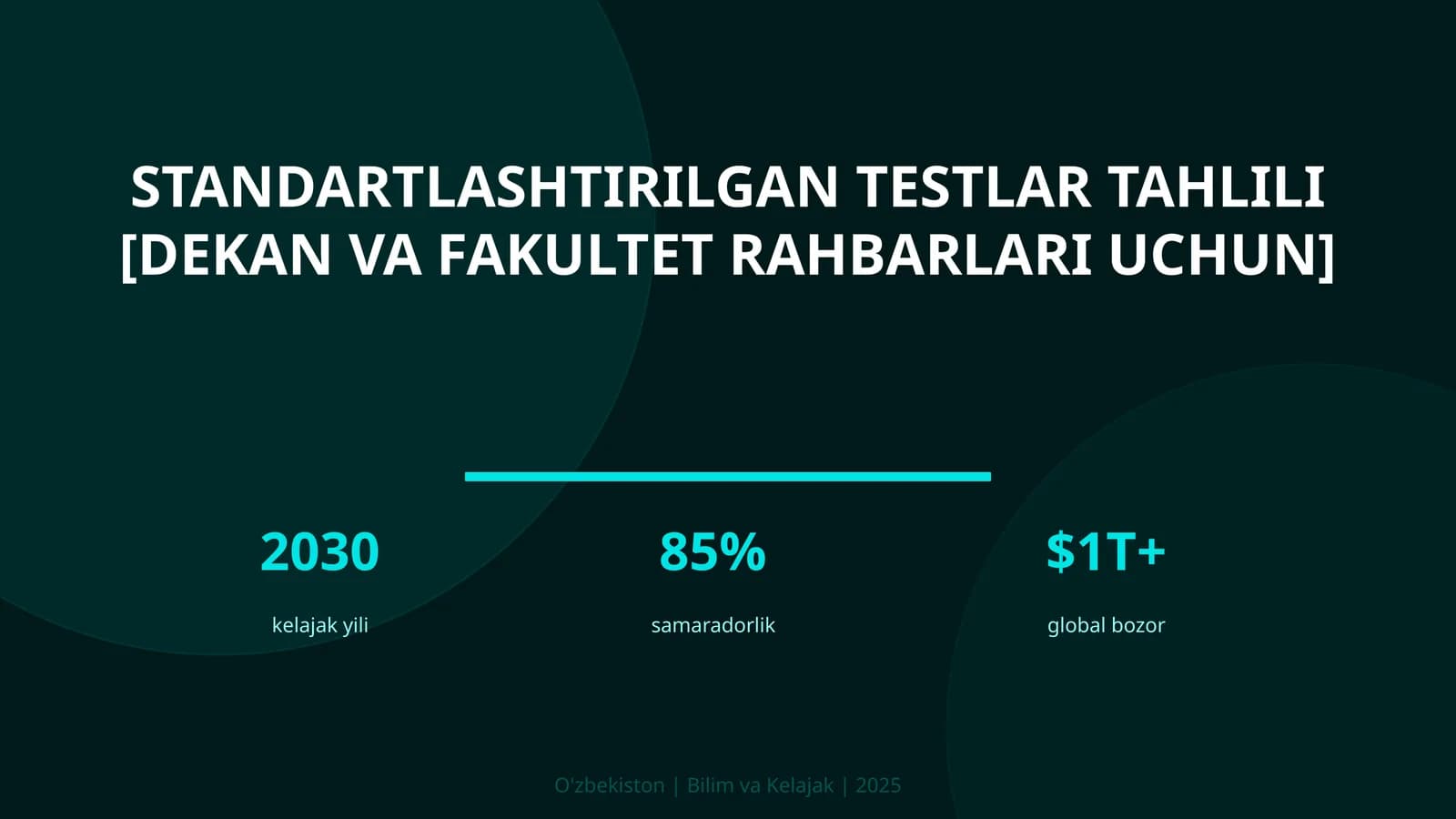 Standartlashtirilgan testlar tahlili [dekan va fakultet rahbarlari uchun]