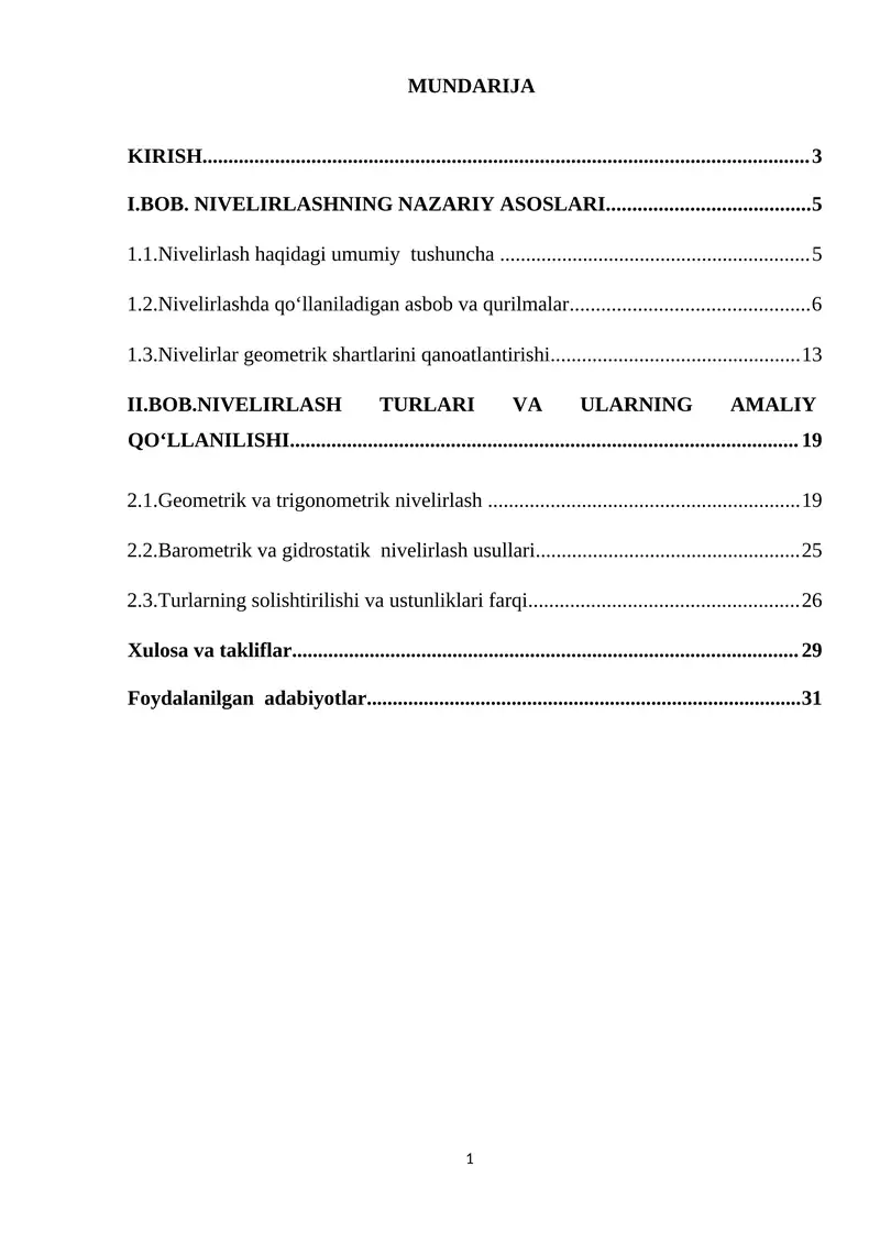 Nivelirlash Turlari