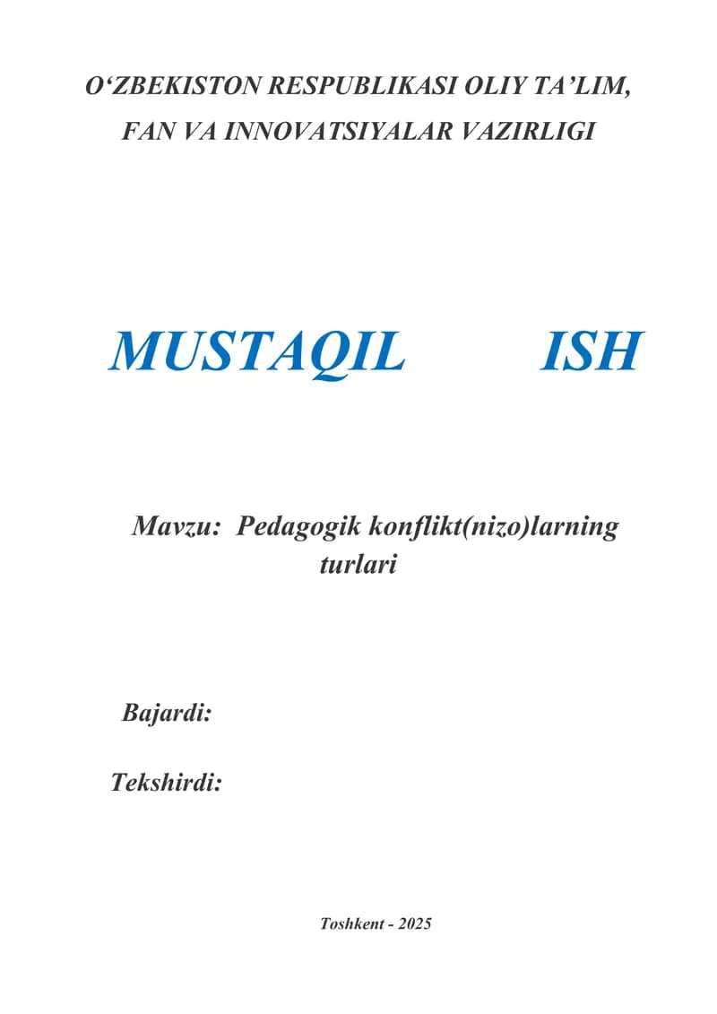 Pedagogik konflikt(nizo)larning turlari
