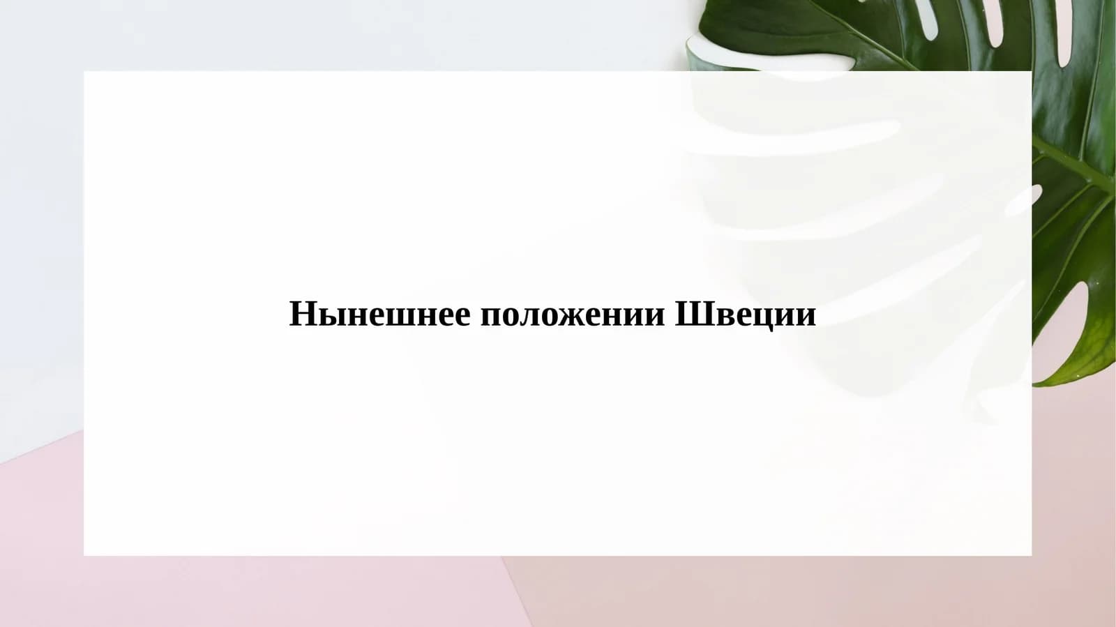 Нынешнее положении Швеции
