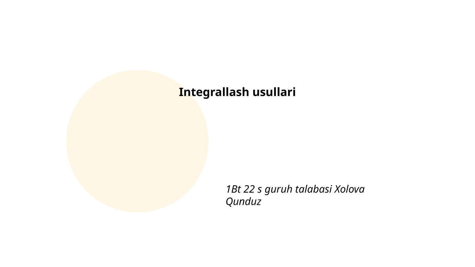 Integrallash usullari