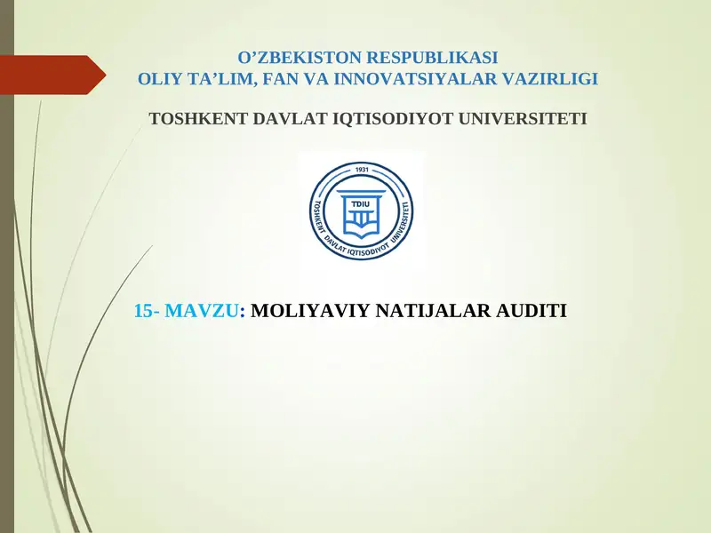 Moliyaviy Natijalar Audit