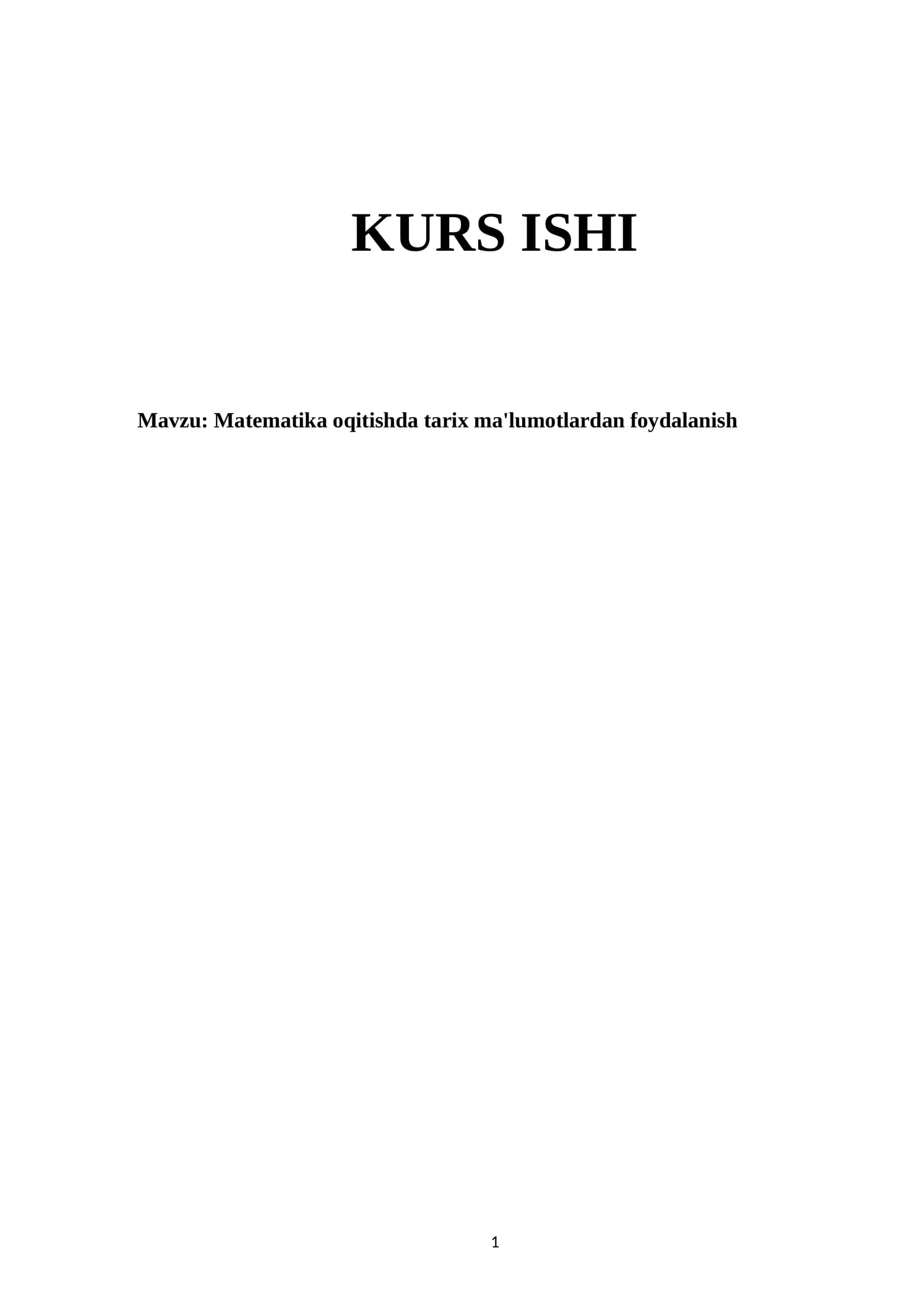 Matematika oqitishda tarix ma'lumotlardan foydalanish