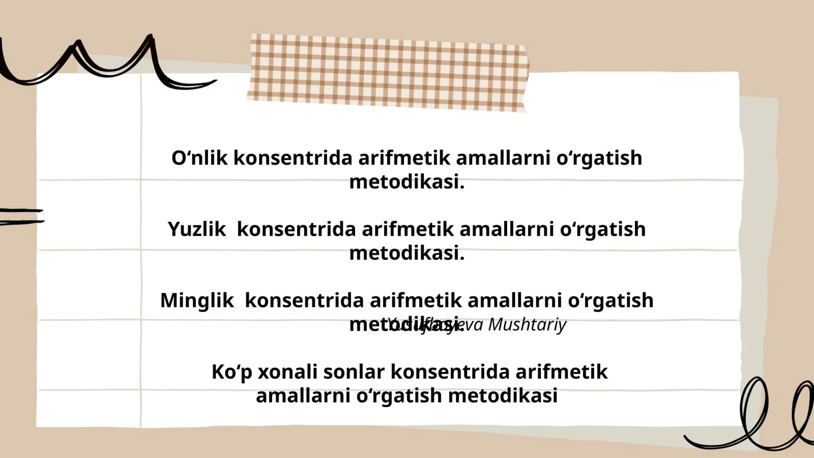 O‘nlik, yuzlik, minglik, ko‘p xonali sonlar konsentrida arifmetik amallarni o‘rgatish metodikasi