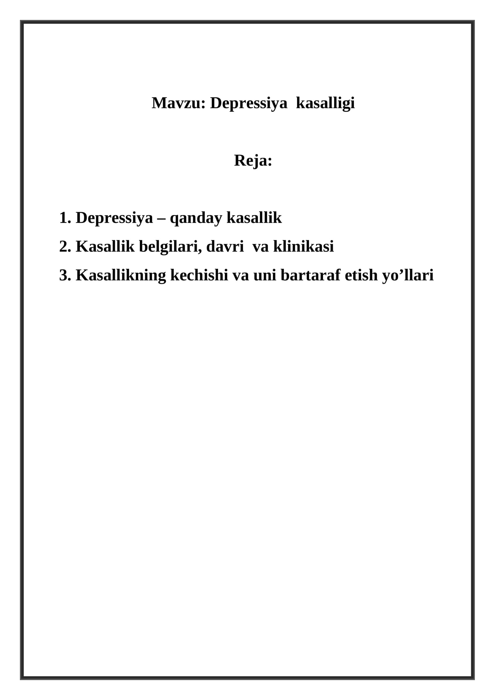 Depressiya kasalligi