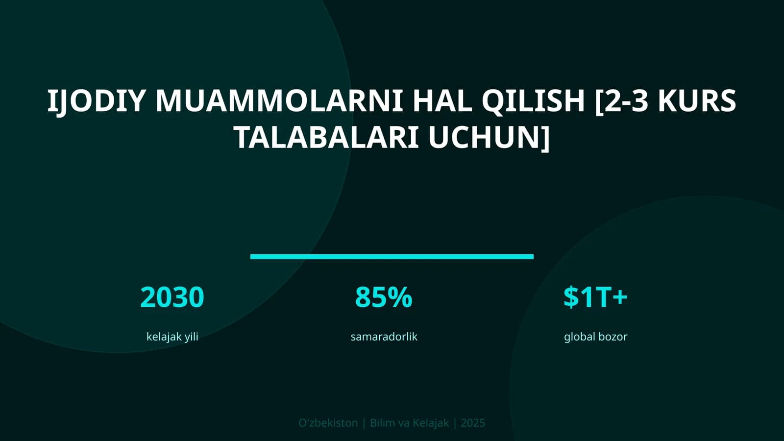 Ijodiy muammolarni hal qilish [2-3 kurs talabalari uchun]