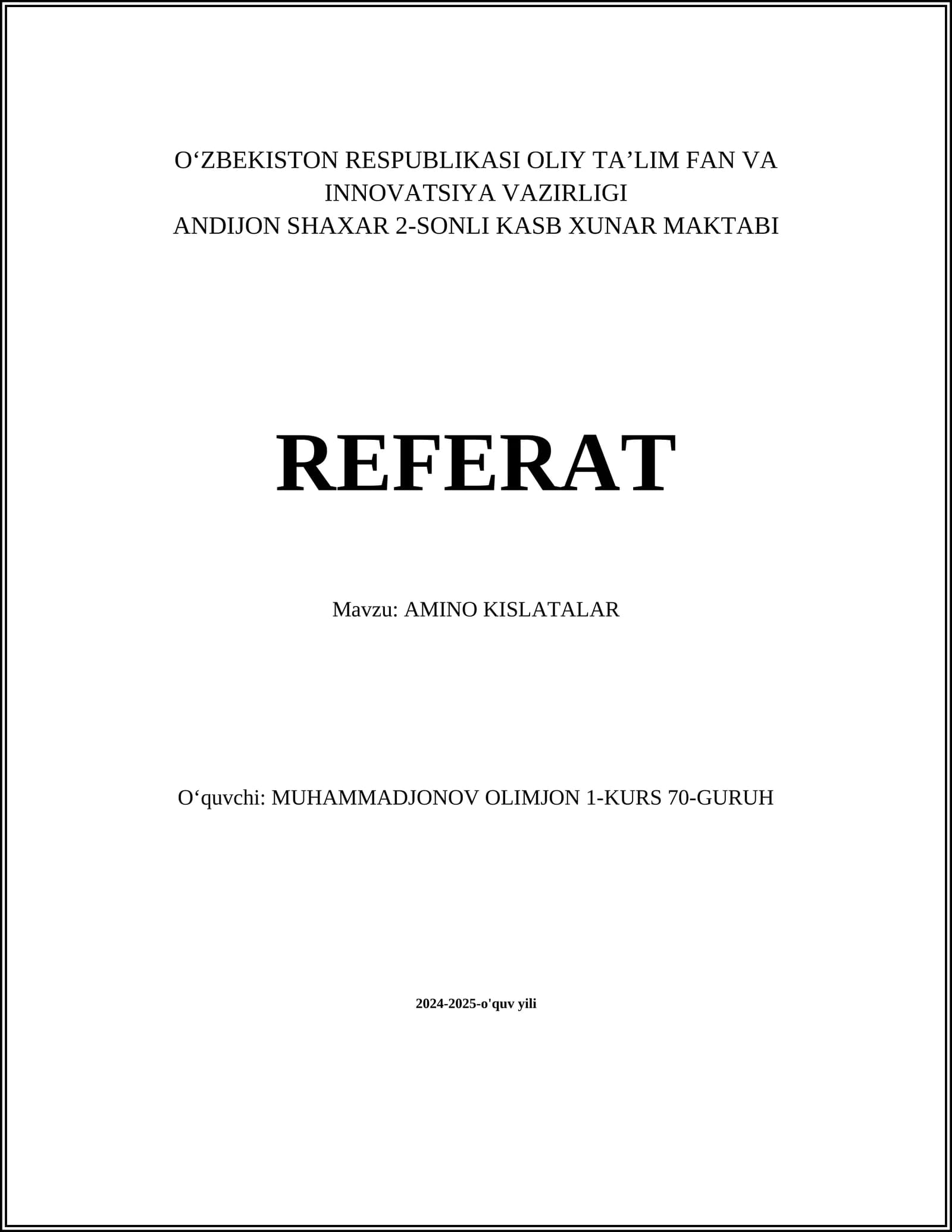AMINO KISLOTALAR (Referat)
