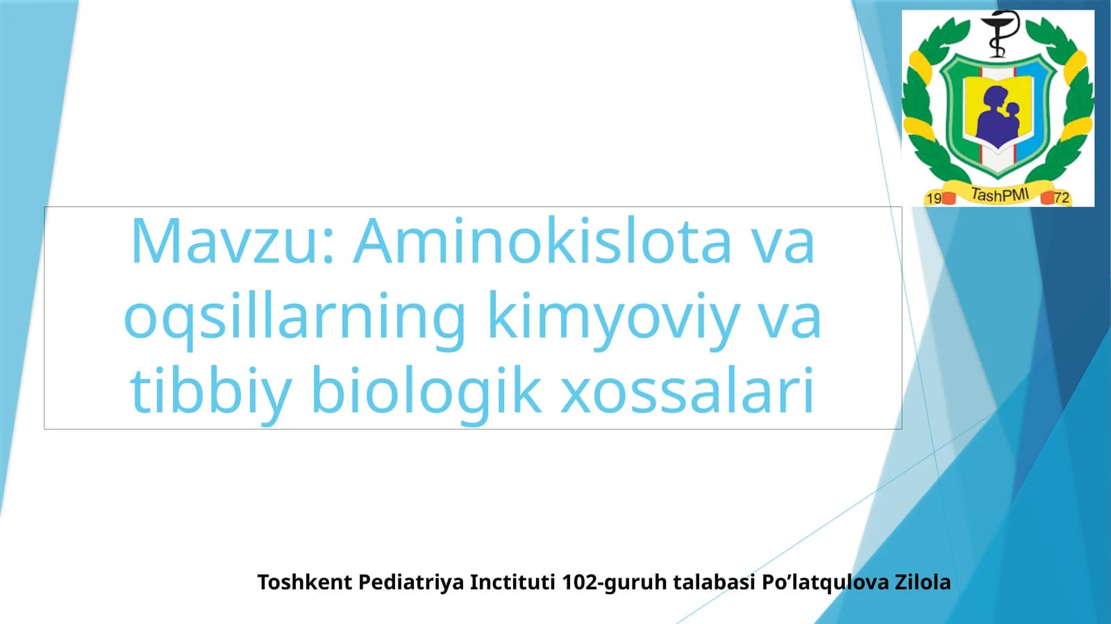 Aminokislota va oqsillarning kimyoviy va tibbiy biologik xossalari
