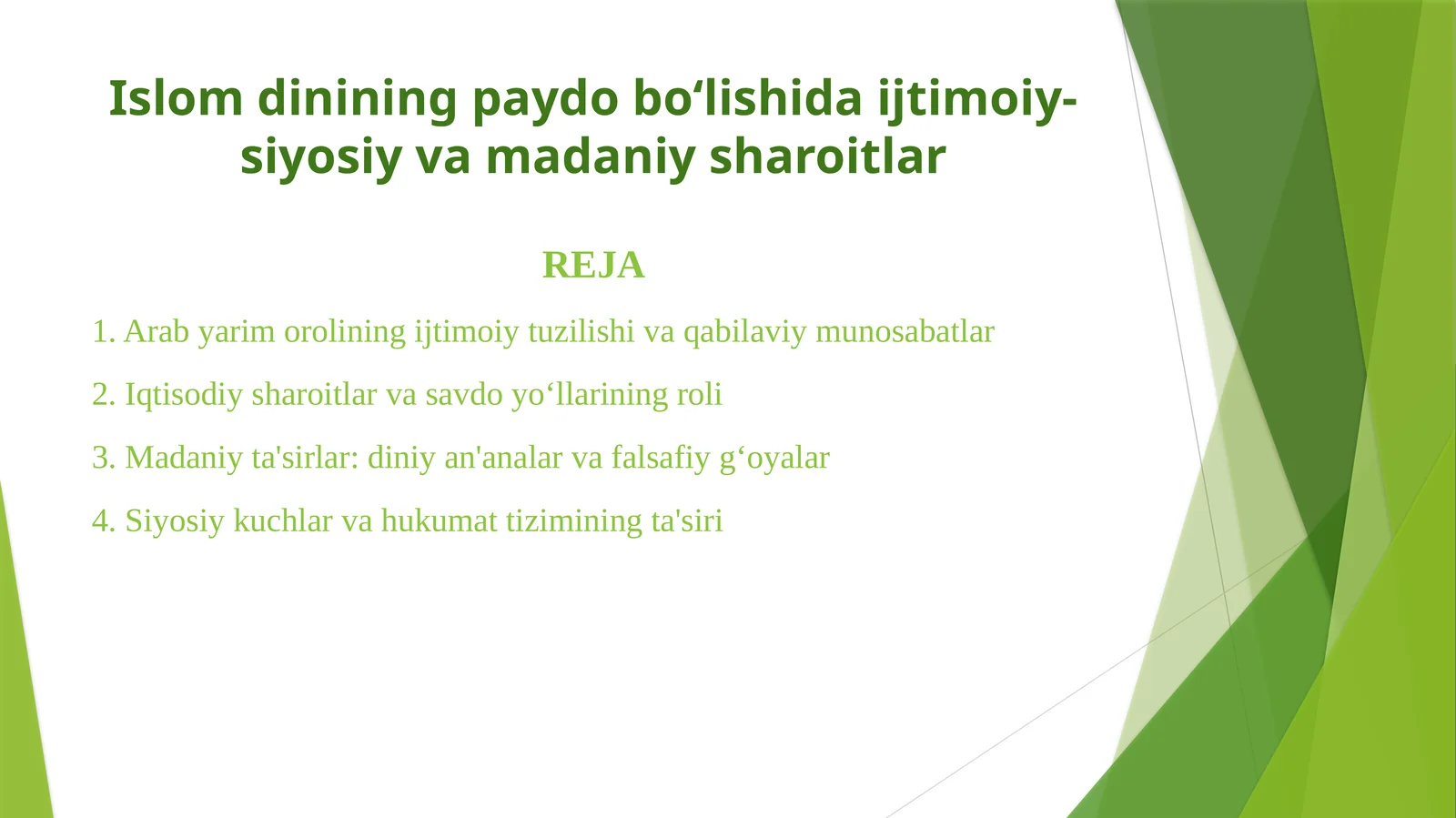 Islom dinining paydo bo'lishida ijtimoiy-siyosiy va madaniy sharoitlar