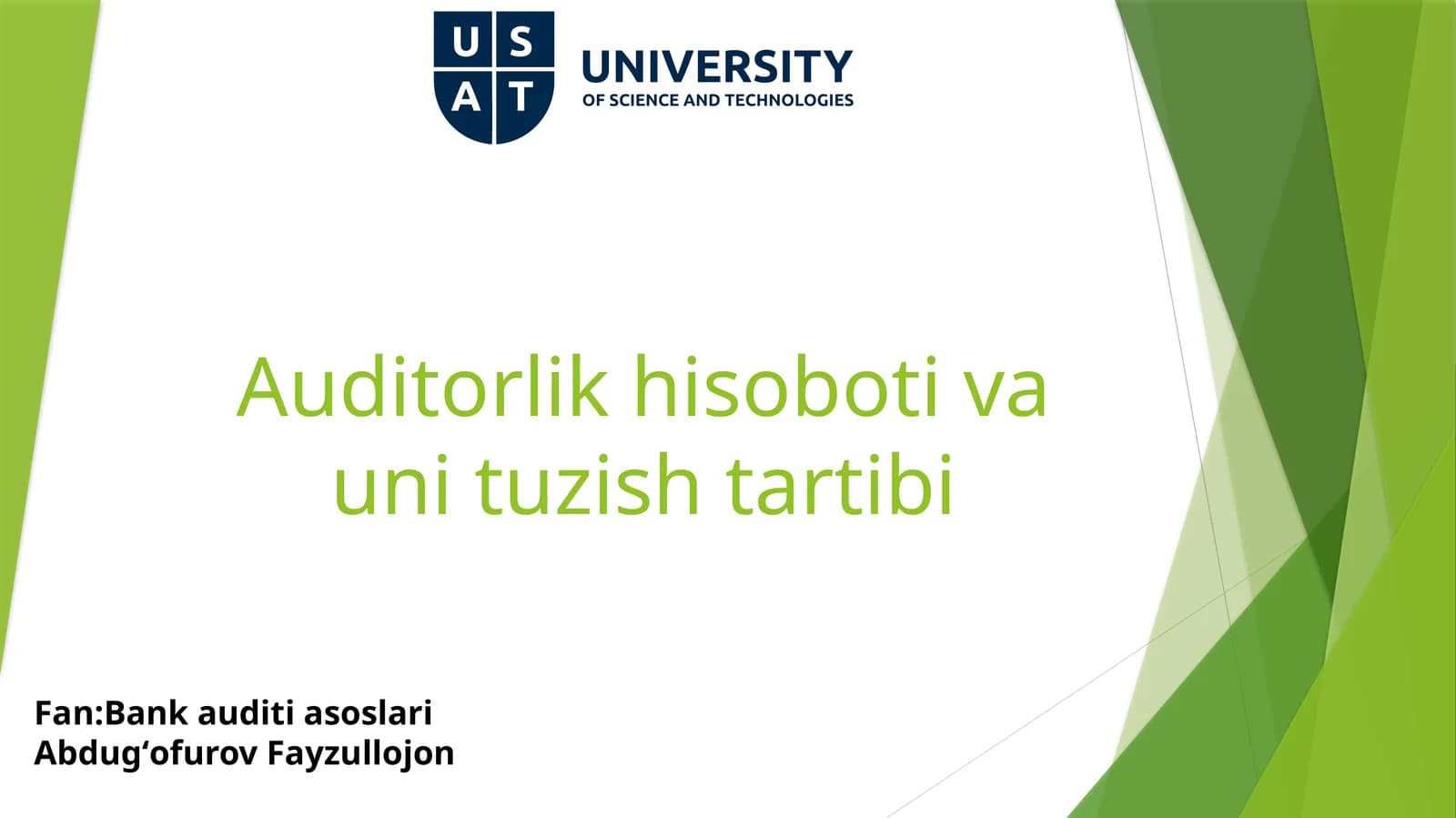 Auditorlik hisoboti va uni tuzish tartibi
